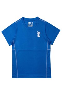 訂製深藍色短袖運動T恤  撞色蝦蘇線設計  兒童田徑跑步班  田徑學院  T1135